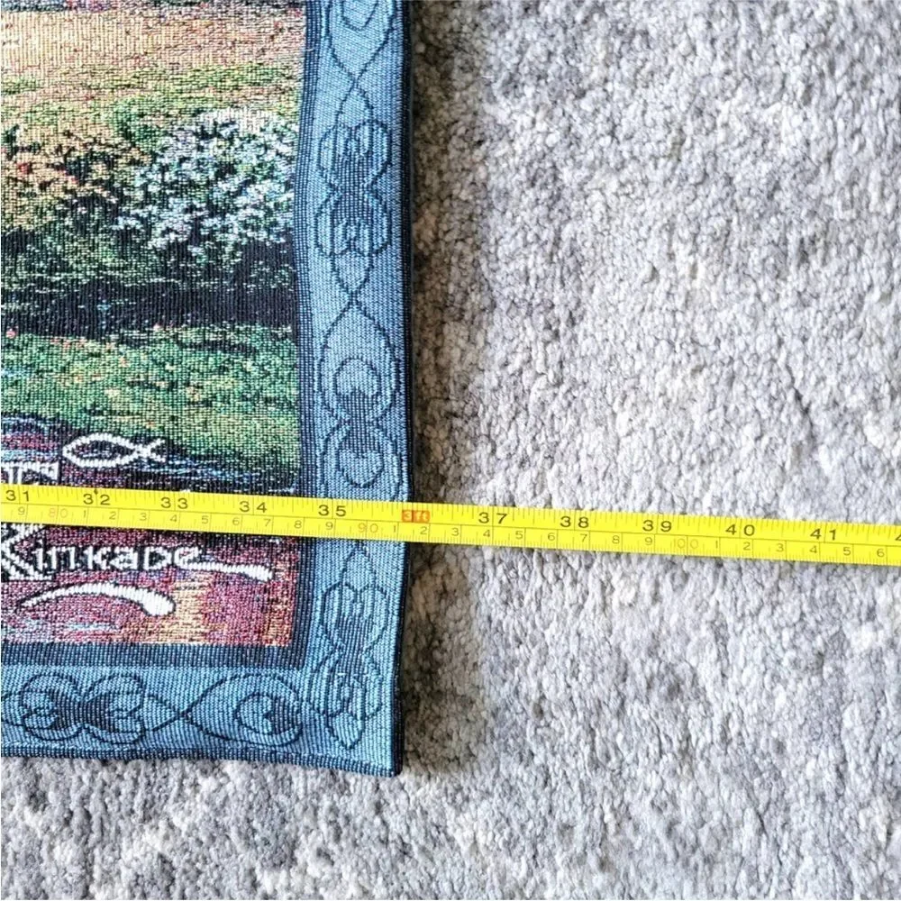 Thomas Kinkade Cobblestone‎ Bridge Tapestry Wall Hanging Cottagecore 36x26 USED